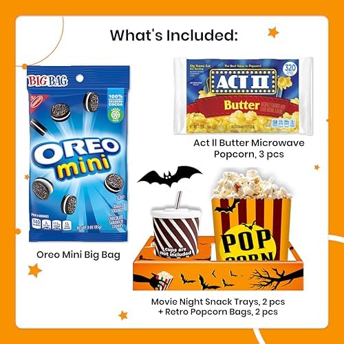Movie Night Halloween Gifts Basket - Candy Gifts With Movie Snack Trays