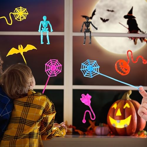 Lenwen 300 Pcs Halloween Stretchy Toy Sticky Hand Toy Bulk, Halloween Style