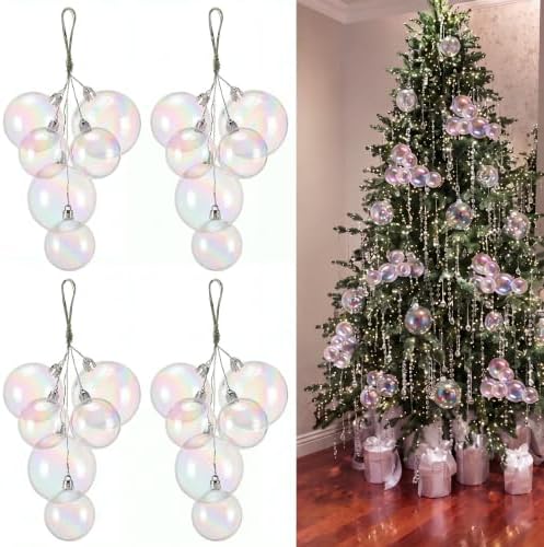 Roowest 4 Sets Large Iridescent Christmas Ball Clusters Ornaments Decor