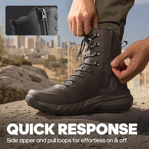 NORTIV 8 Men's Military Tactical Boot Zipper Lightweight