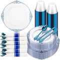 Hioasis 175 Pcs Clear Blue Plates for Graduation