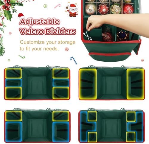 2-in-1 Large Christmas Ornament Storage Box & Xmas Figurine Container