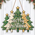 Christmas Decorations Green Gold Christmas Tree Merry Christmas Wood Sign