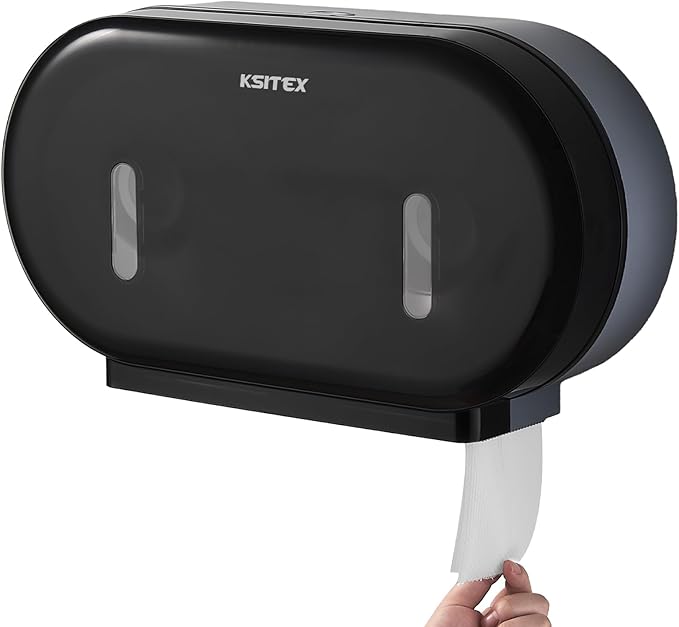 Twin Jumbo Roll Toilet Paper Dispenser, Commercial 9” Double Toilet Paper Holder Wall Mount, Industrial Tissue Dispenser with Key Lock, Tissue Holder with Dual Dispenser for Bathroom
