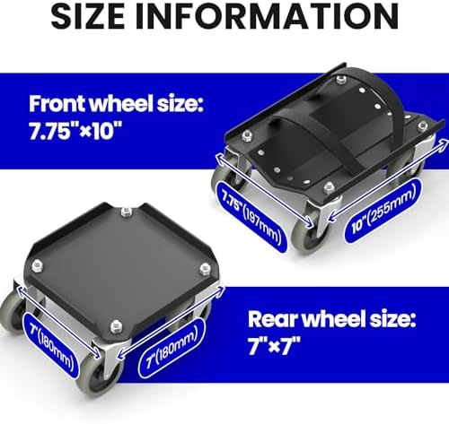 Snowmobile Dolly Set, Heavy Duty Snowmobile Moving System with V-Slide Rubber Pads, 3" TPR Swivel Casters, Steel Garage Storage Dolly for Most Snowmobiles, Up to 1500 lbs Capacity(Black)