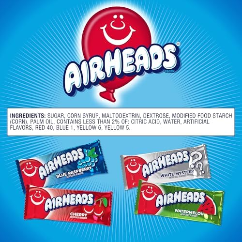 Airheads Mini Candy Bars, Taffy Variety Pack, 10 oz Bag