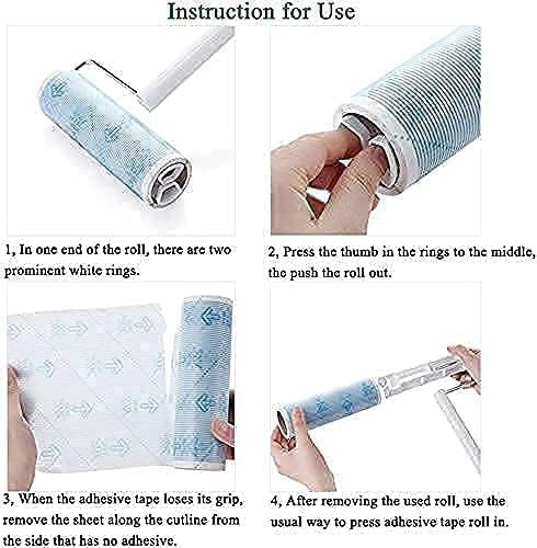 802 Long Handle Lint Roller with 4 Rolls of 120 Sheet Refills in Total