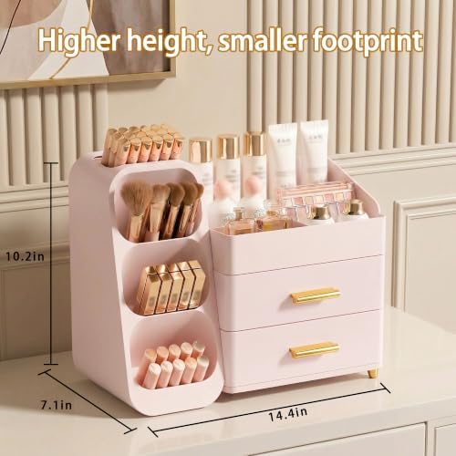Large Capacity Makeup Organizer Countertop with Makeup Brush Holder for Vanity, Thickened Material, Bathroom Countertop Organizer Skin Care Perfumes Storage, Teen Girl Gifts for 12-23 Year