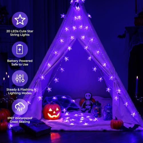 Minetom 50 LED Star String Lights, 17ft Battery Operated Fairy Lights