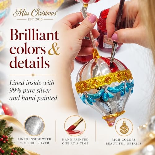 Miss Christmas 2026 Collection Santa Claus Blown Glass Christmas Tree Ornament (Hollyberry Santa)