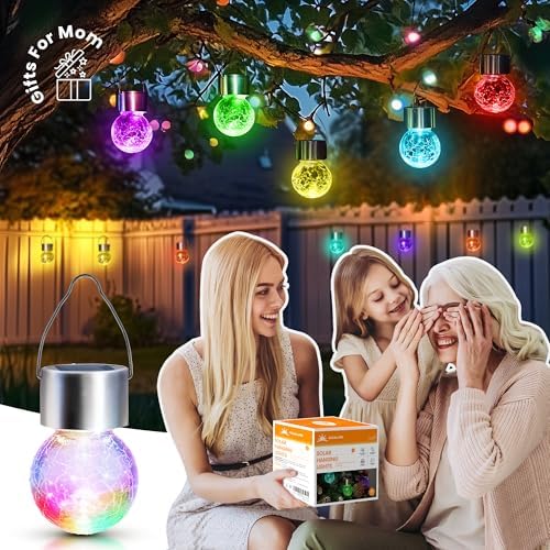 GIGALUMI Solar Hanging Lights Outside Solar Christmas Decoration Light 12Pc
