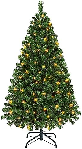 Yaheetech 4.5ft Pre-lit Christmas Tree with 150 Warm White Lights, Green