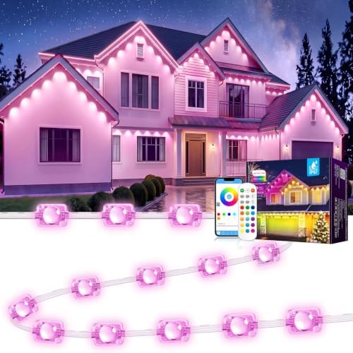 MUCCCUTE Permanent Outdoor Lights for Holidays Easter 100ft RGB House Light w/App & Remote Control Smart Rainbow LED IP67 Waterproof for New Year Christmas Roof Eaves Garden Décor All Year Around