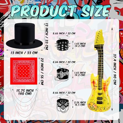 Mepase 3 Set Rocker Costume Men Women Rock and Roll Party Cosplay