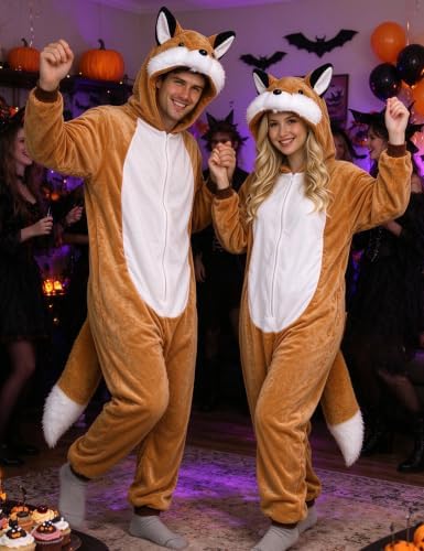 vavalad Onesie Adult Costume,Flannel Animal One Piece Pajama for Halloween Cosplay Couple Friends Gift