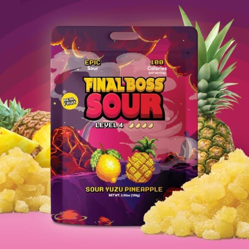 Final Boss Sour, Sour Fruit Chews (4 Pack, Yuzu Pineapple)