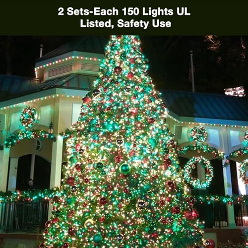 BrizLabs Christmas Lights, 69.6ft 300 Count Green String Lights, Connectable Incandescent Mini Light, 120V UL Certified Light String for Xmas Tree Indoor Outdoor St. Patrick's Day Party Decor