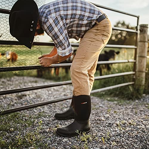 HISEA Men's Rain Boots Neoprene Rubber Boots Waterproof Insulated Mud Boots