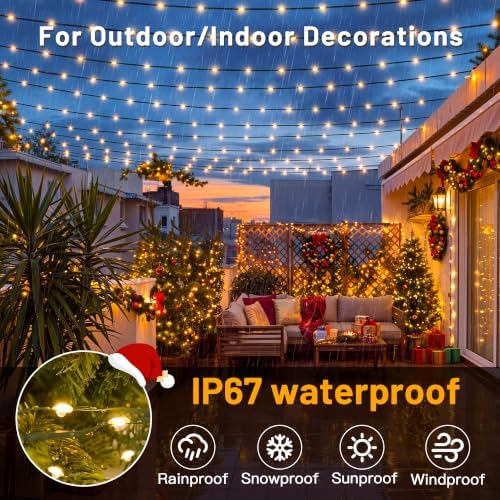 Ollny Christmas Lights 1200 LED 393FT, Warm White Fairy Lights Dimmable