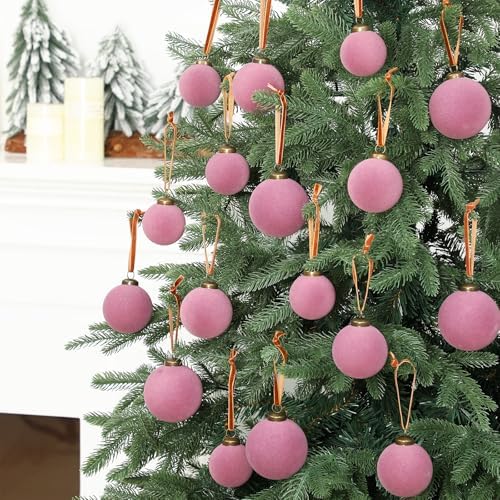 Foilswirl 36 Pcs Taro Purple Velvet Christmas Balls, 2.36", 2.76", 3.15"