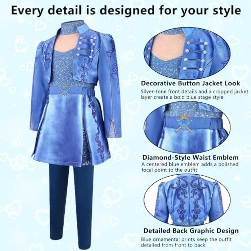 Kids Royal Princess Costume Girls Halloween Birthday Outfit Dress Up Set