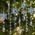 GuassLee 36pcs Crystal Christmas Tree Ornaments - Blue Acrylic Snowflake Icicle Drop Crystal Hanging Ornaments for Christmas Tree Wonderland Frozen Themed Birthday Party Decor