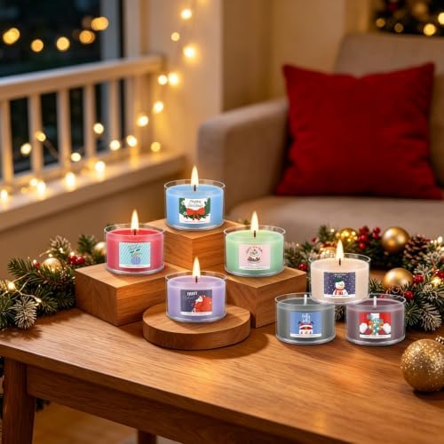 24 Days of Christmas Countdown Alex Transparent Candles, Festive Scented Soy Wax Gift Set, Holiday Aromatherapy Candles for Women, Christmas Decor