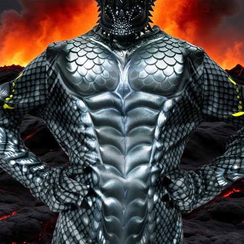digi Dragon Costume for kids,Halloween costume Scary Goblin Dragon Full Body Jumpsuit with Wings Tail Spikes for boy 4-12