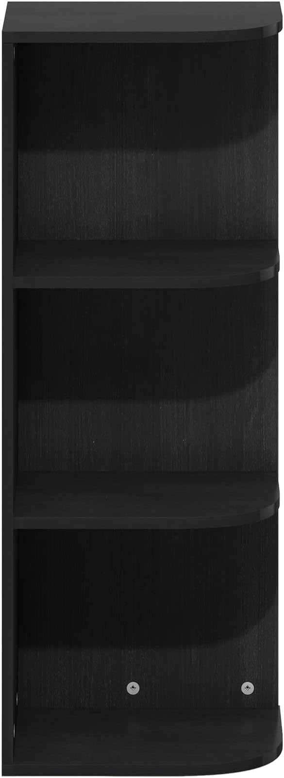 Furinno PASIR Book Shelf, 3-Tier Corner Bookshelf with Open Shelf, Standing Bookcase, 9.3 x 12 x 31.5 for Organization and Storage, for Living Room, Bedroom, Home Office, Blackwood