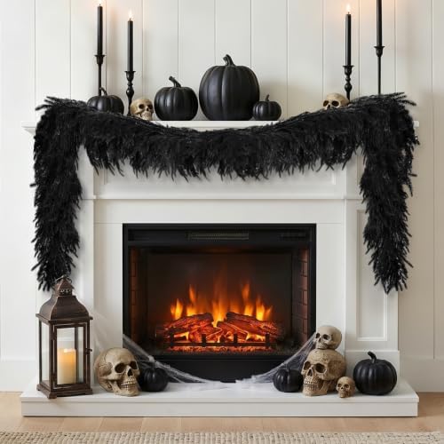 Halloween Decorations Indoor - 6FT Black Artificial Norfolk Pine Garland