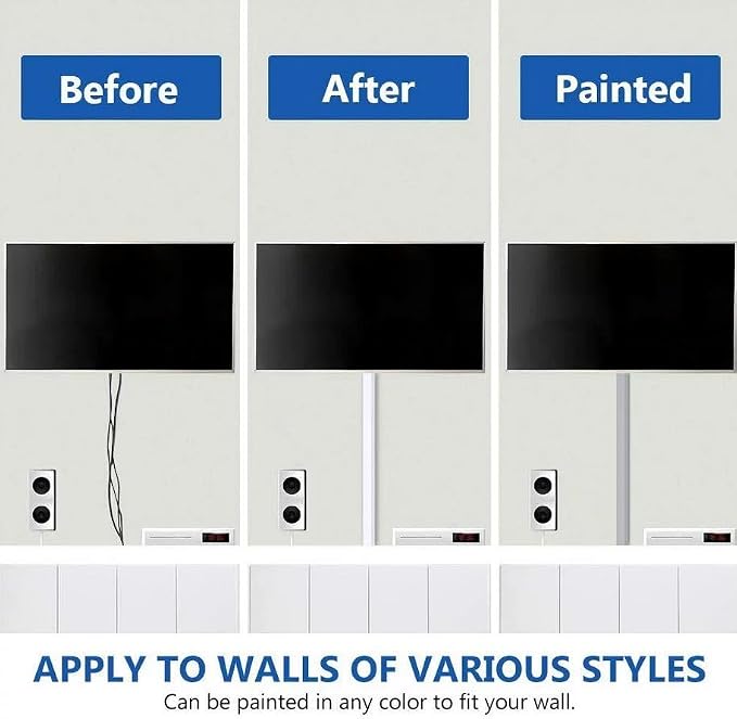 Delamu Cord Hider, 157in Wire Covers for Cords on Wall, Premium Cable Hider Cord Covers for Wires, Cable Management Wire Hiders for TV, Cable Raceway Kit, W0.95 H0.55in, White