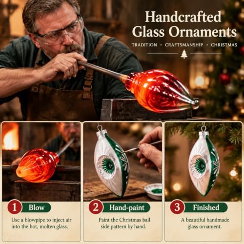 12 Pcs Vintage Glass Christmas Ornament Reflector Decor, Fresh
