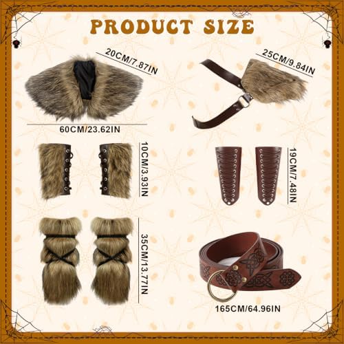 6 Pcs Halloween Couple Viking Costume Set Renaissance Faire Accessories