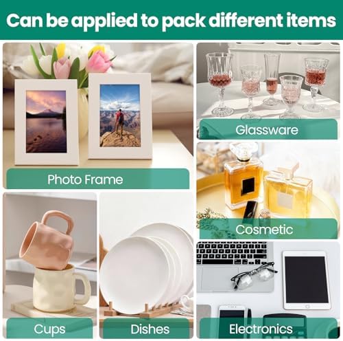 560Pcs Dish Packing Supplies for Moving, 280Thickened High-Density Foam Wrap Pouches & Sheets for Plates and Fragile Shipping Storage, 4 Sizes (16x12",12x12",12x7.8",7.8x7.8")with 280 Fragile Stickers
