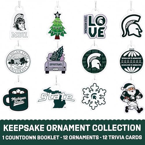 Michigan State 12-Day Christmas Ornament Advent Calendar Football MSU Gift