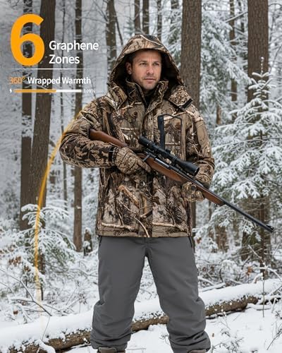 Wulcea Graphene Heated Jacket for Men Fur Lined with Large Capacity Battery Pack