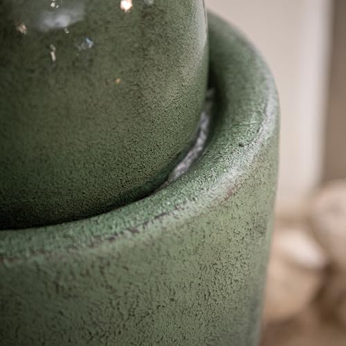 XBrand 25.98" Modern Sphere Water Fountain with LED Light – Indoor Outdoor Stone Texture Floor Fountain, Zen Bubbling Ball Water Feature for Garden Patio Porch