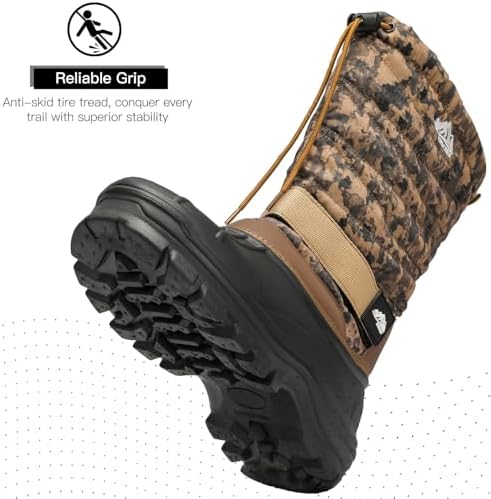 Kricely Men's Snow Boots Waterproof Non-Slip Outdoor Hiking Athletic Warm Fur Boot Comfortable Causual Cold-Weather Boots