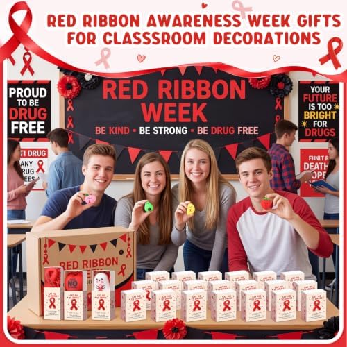 Wettarn 30 Sets Red Ribbon Week Gifts Drug Free Party Favors with Boxes