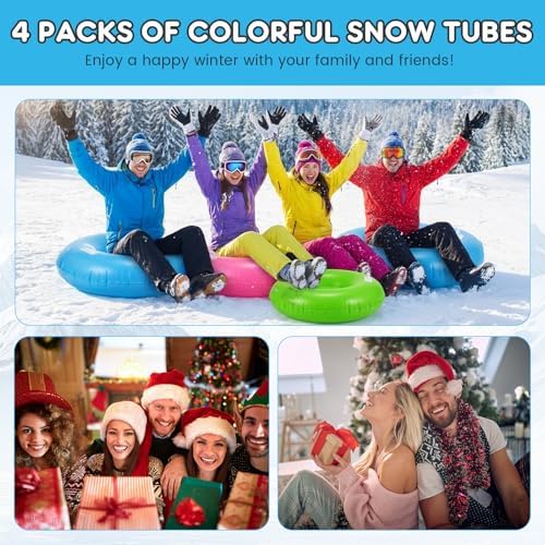Shappy 3 Pack Inflatable Snow Tubes Handles