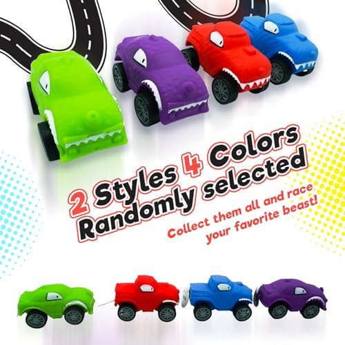 JA-RU Squishy Wheelz Car Toy (8 Units Assorted) Twist, Stretch 4545-8