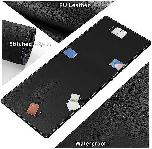 CENNBIE Leather Desk Pad Large, 71" x 27.5" Desk Mat Protector (Black)