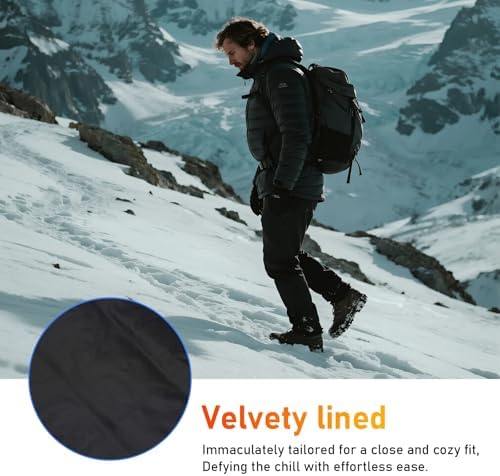 Men's Winter Warm Puffer Pants Loose Utility Insulated Pants, Outdoor Windproof Ski Snow Pants