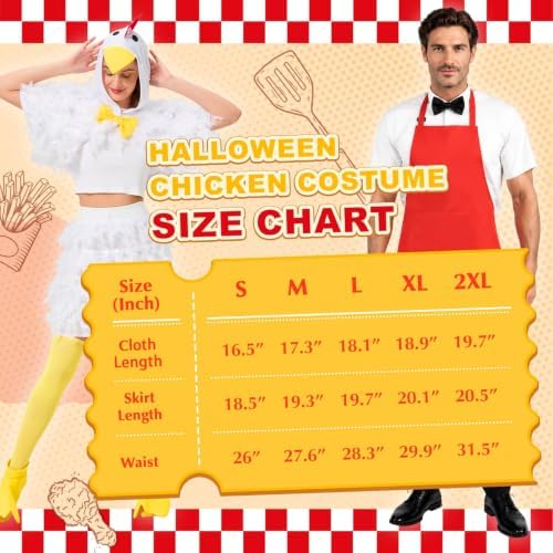 6PCS Chicken Couples Halloween Costumes Funny Apron Set for Adults