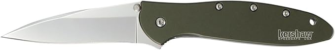 Kershaw Leek, BlackWash Pocket Knife (1660BLKW); 3 Sandvik 14C28N Steel Blade, 410 Stainless Steel Handle, BlackWash Finish, SpeedSafe Assisted Open, Frame and Tip Locks, Reversible Pocketclip; 3 OZ