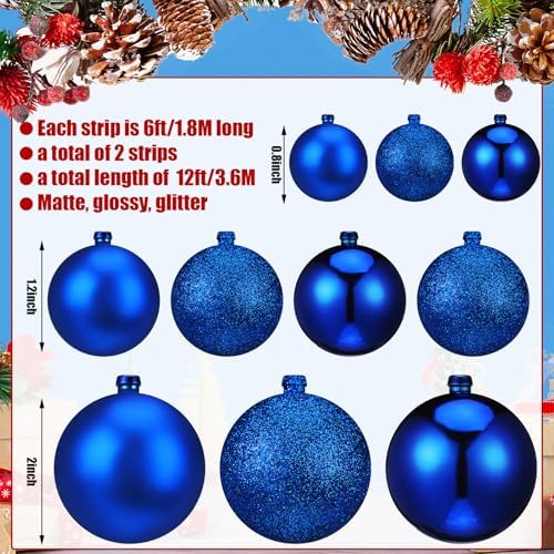2 Pcs 6 ft Christmas Ball Ornament Garland, Navy Blue