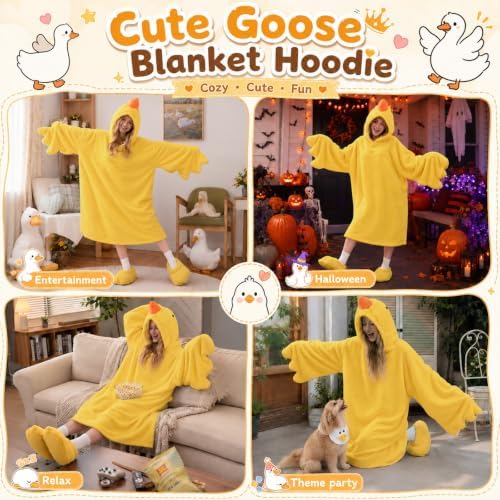 Goose Blanket Hoodie Onesie, Wearable Oversized Duck Blanket Hoodie, Gift for Adults & Kids