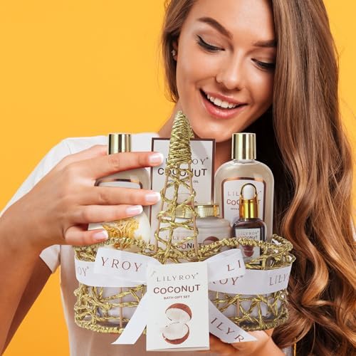 Spa Gifts, Bath Set, Birthday Gift - Coconut Spa Gift Baskets for Women