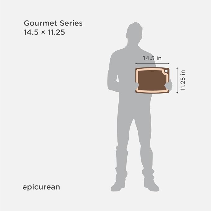 Epicurean Gourmet Series Cutting Board with Juice Groove, 14.5-Inch by 11.25-Inch, Natural/Slate | Juice groove, Microplastics free, dishwasher safe, lightweight reversible design, knife friendly, heat resistant, USA made