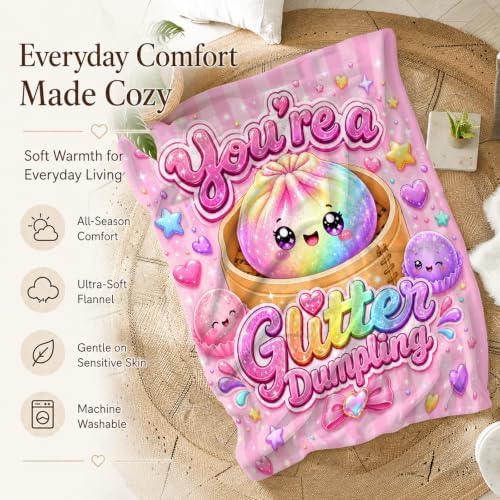 Kids Blanket 40" x 50" Girls Throws, Dumpling Blanket Cute Squishy Throw
